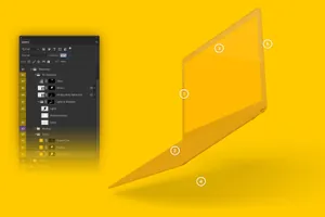 电脑样机素材 Clay MacBook Mockup , Floating Right View