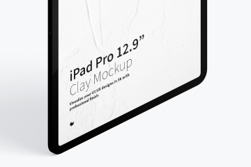 平板样机素材 Clay iPad Pro 12.9” Mockup , Isometric Right View 02