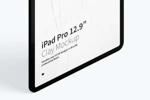 平板样机素材 Clay iPad Pro 12.9” Mockup , Isometric Right View 02