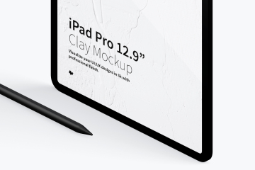 平板样机素材 Clay iPad Pro 12.9” Mockup , Isometric Left View 02