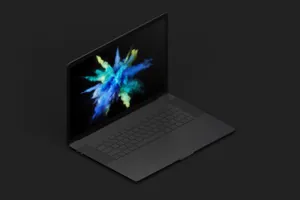 电脑样机素材 Clay MacBook Pro  Left Isometric View Mockup