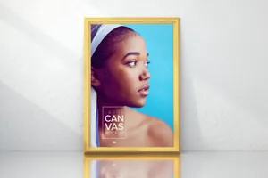 画框画布样机素材 Framed Large Portrait Canvas Mockup