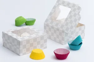 蛋糕盒子样机 Four Cupcake Box Mockup 04