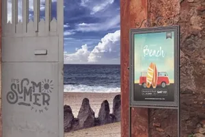 告示张贴效果图样机模板 Entrance Backgrounds