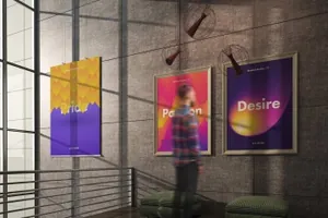 挂墙画框画廊展览样机模板素材3 Gallery Mockup 3