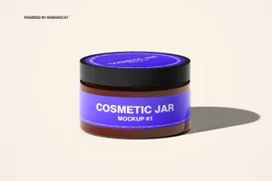 高品质的逼真质感琥珀化妆品包装设计VI样机展示模型