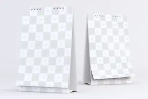 台历样机素材Desktop Portrait Calendars Mockup Front and Back View
