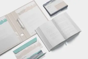 高品质的时尚高端优雅质感的文具品牌设计房地产VI样机展示模型