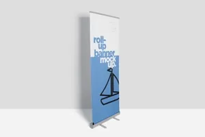 高品质的时尚高端简约好用房地产中介X展架banner易拉宝门型架VI样机展示模型