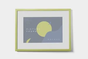 高品质的简约5种矩形相框海报样机VI展示模型