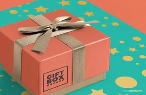 华丽的礼品包装盒贴图展示模版 Gorgeous Gift Box Mockup PSD