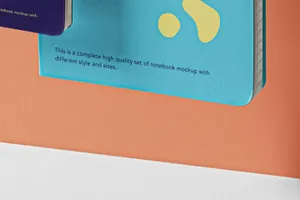 高质量悬空的笔记本书籍样机贴图展示模板 Gravity Psd Notebook Set Mockup