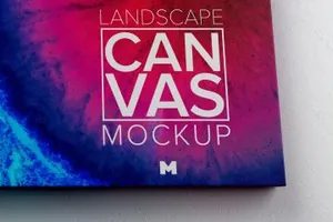 挂墙景观画布展览画框前视图样机素材 Landscape Canvas Frame Mockup