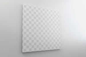 挂墙方形画布画框左视图样机模板 Square Canvas Mockup