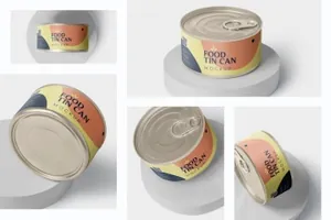 迷你型食品罐头外观设计图样机模板 Food Tin Can Mockup Small Size