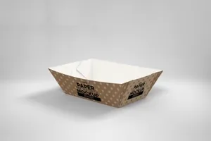 小吃纸盘托盘包装设计样机模板 Paper Tray 4 Packaging Mockup