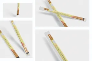 筷子透明包装设计效果图样机 Chopsticks Mockup in Transparent Packaging