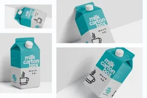 果汁牛奶饮料纸盒包装效果图样机 Juice – Milk Mockup in 500ml Carton Box