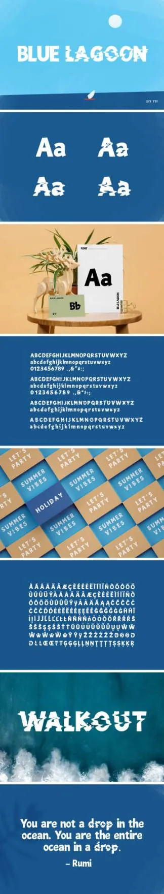 美丽的水波纹英文字体 Blue Lagoon Decorative Font