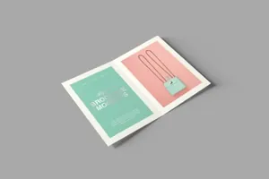 A5双折页产品传单设计图样机 A5 Bifold Brochure Mockups