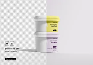 冰淇淋包装贴图样机模版 Ice Cream Package Mockup