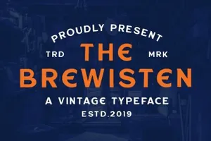 复古经典无衬线英文字体 Brewisten Vintage Font + Ext