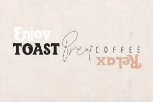 无衬线字体连笔书法钢笔字体三合一 Toast Bread Coffee