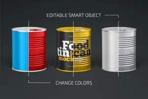 食品罐头标签品牌包装设计样机