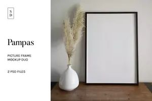 艺术画框样机展示模板免费下载 Frame Mockup Duo - Pampas