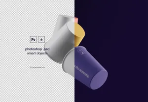 悬浮的纸杯品牌贴图展示模版 Gravity Cups Mockup