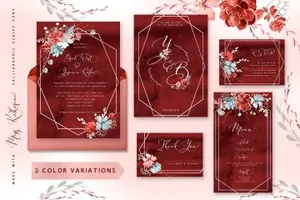 珊瑚花卉婚礼图案字体Coral Floral Wedding graphic  font