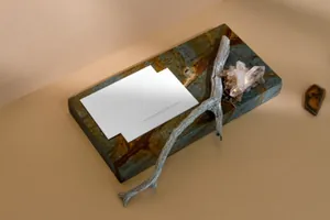 质朴经典的铂金花卉元素自然阴影品牌样机素材PSD模版 Nude - Branding Mockup