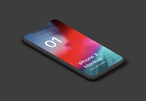 iPhone X Clay Isometric Individual - Left苹果白模等距 APP手机贴图展示PSD样机模版