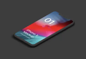 iPhone X Clay Isometric Individual - Right苹果白模等距透视角度 APP手机贴图展...