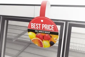 少见的超市圆形摇摆价签挂签设计VI样机展示模型mockups