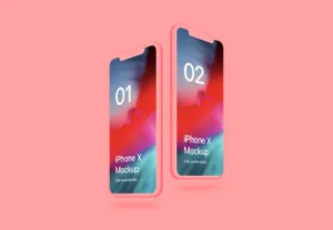 iPhone Xs Clay Front 苹果Xs白模透视漂浮手机 APP手机网页贴图展示PSD样机模版