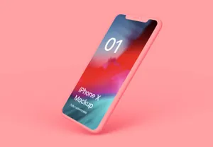 iPhone X Clay Perspective Individual - Right 苹果白模 APP手机贴图展示PSD样机模版