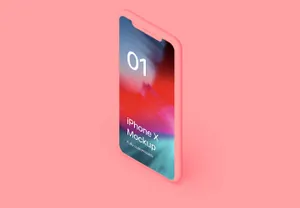 iPhone X Clay Isometric Stand Individual - Right苹果白模等距 APP手机网页贴图...