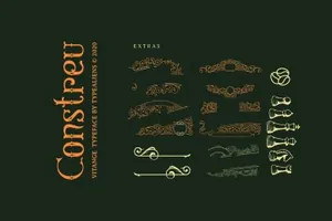 复古维多利亚暗黑风扑克牌徽章品牌标识纹身经典英文装饰字体 Ilhamtaro - Constreu