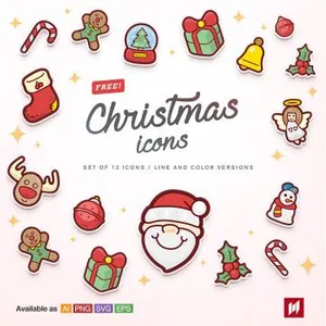 Christmas Icon Set 分享一组免费圣诞图标 UI 素材