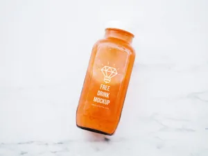 有机饮料玻璃瓶样机素材 Drink Bottle Mockup