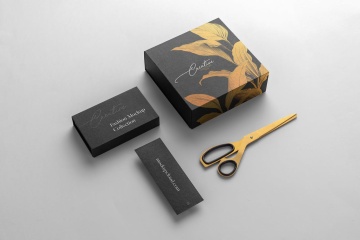 时尚高端震撼的服装设计吊牌VI设计样机展示模型模型