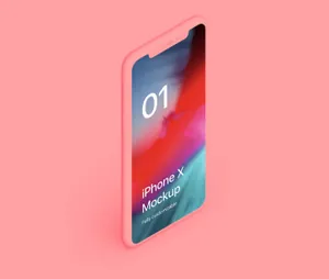 iPhone X Clay Isometric Stand Individual苹果白模等距透视角度 APP手机网页贴图...