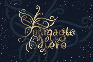 41魔法字体元素Magic Garden typeface with