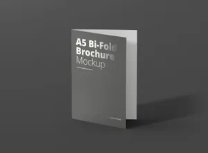 折页小册子模型PSD贴图模板A5 Bi-Fold Brochure Mock-U