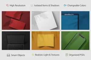 时尚高端简约逼真质感的品牌设计 minimalistic-branding-mockups