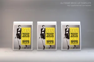 框架海报模型PSD贴图模板Photorealistic Counter Top Display Mock-Ups