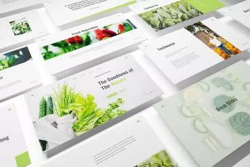 清新时尚绿色健康蔬菜水果主题的keynote幻灯片演示模板