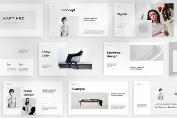 性冷淡风简约工作室摄影集作品集PPT演示模板 MARTINEZ - Mnml Powerpoint Template