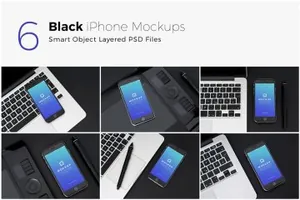 黑色iPhone6样机PSD模板 Black iPhone Mockups